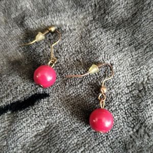 Vintage Red Ball Earrings-$5 add on